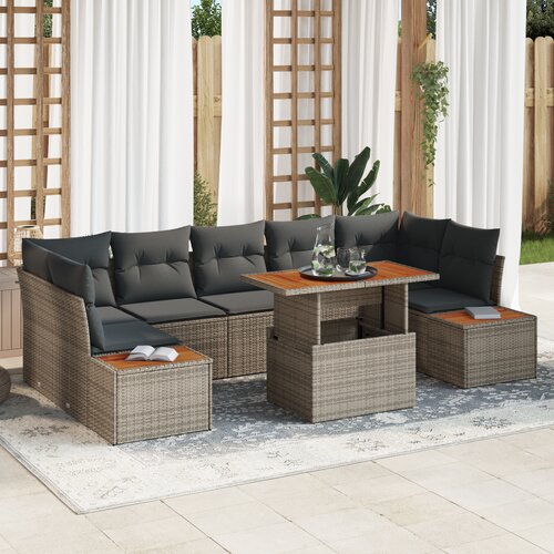 vidaXL 8-delni vrtni sofaset s blazinami v sivi poli ratan Cene
