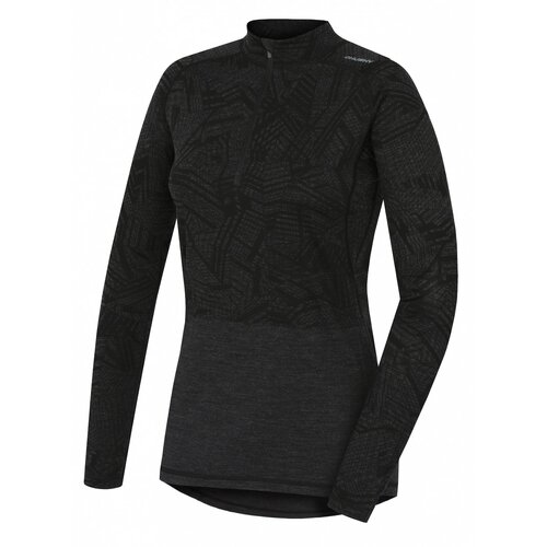 Husky merino thermal underwear Long women's T-shirt with zipper black Slike