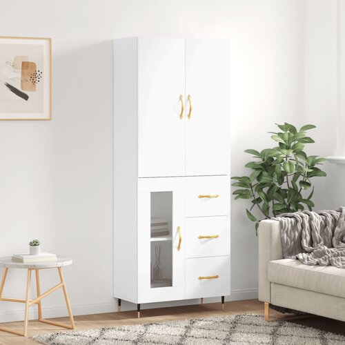vidaXL Visoka omara bela 69,5x34x180 cm inženirski les Cene