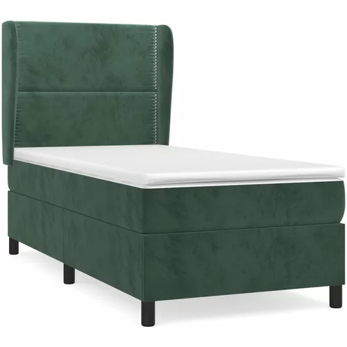 vidaXL Box spring postelja z vzmetnico temno zelena 80x200 cm žamet, (20900177)