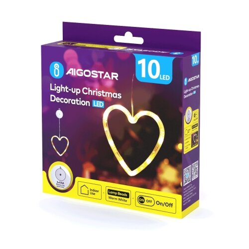 Aigostar LED Božićna dekoracija 10xLED/3xAAA srce 16 cm Slike