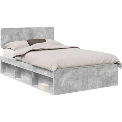  Okvir za krevet s uzglavljem Betonska siva 135 x 190 cm Slike