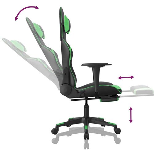  Igraća stolica od umjetne kože s osloncem za noge Crna i zelena Slike