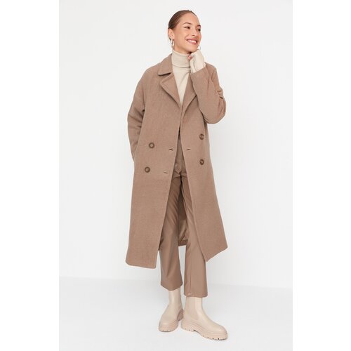 Trendyol Mink Wide Cut Oversize Button Closure Wool Cachet Coat Slike