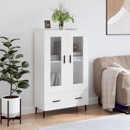 VidaXL Visoka omara bela 69,5x31x115 cm inženirski les Slike