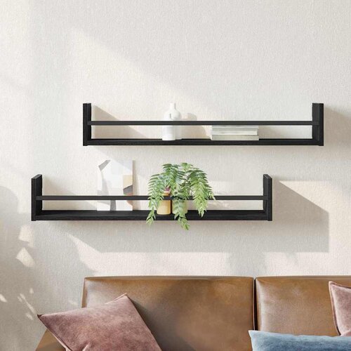  Polica na zidu Zidne 2 pcs Crni hrast 80 x 16 x 14 cm Cene