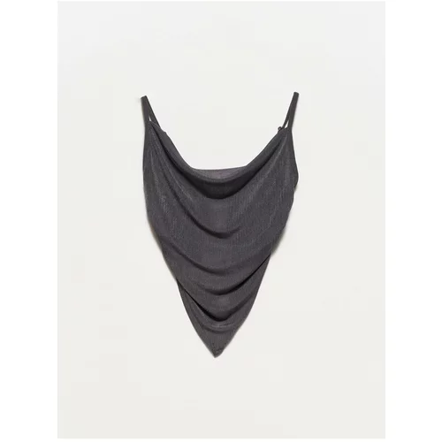 Dilvin 20110 Draped Crop Top-anthracite
