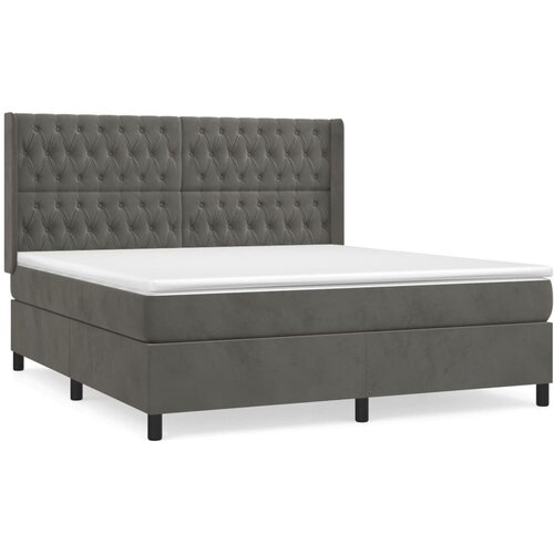 vidaXL box spring postelja z vzmetnico temno siva 180x200 cm žamet, (20788865) Cene