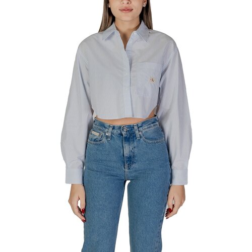 Calvin Klein Jeans WOVEN LABEL CROPPED J20J225078 Plava Slike