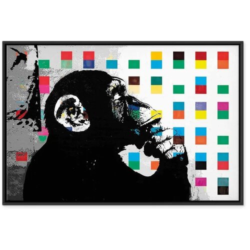  Slika - Banksy The Thinker Monkey 120x80 U crnom drvenom okviru Slike