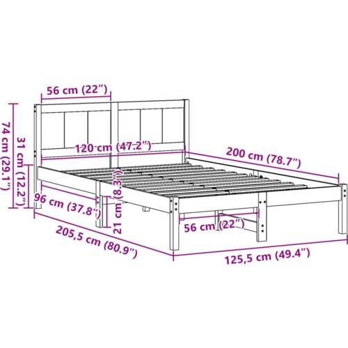 vidaXL Posteljni okvir iz borovega lesa Beli Trden borov les 120 x 200 cm Cene