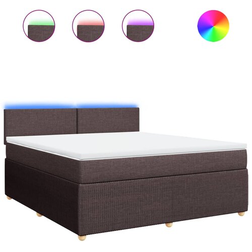 VidaXL Krevet s oprugama i madracem tamnosmeđi 180x200 cm tkanina Slike