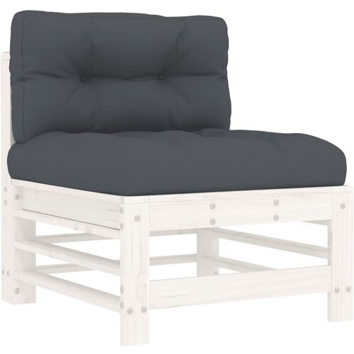 Maison Chic Sredinski kavč - Sofa - Kanape z blazinami bel trden borov les, (21727402) Cene