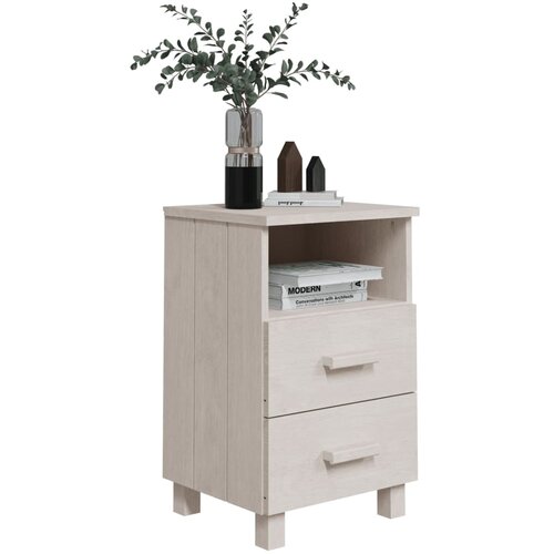  Noćni ormarići HAMAR 2 kom bijeli 40x35x62 cm masivna borovina Slike