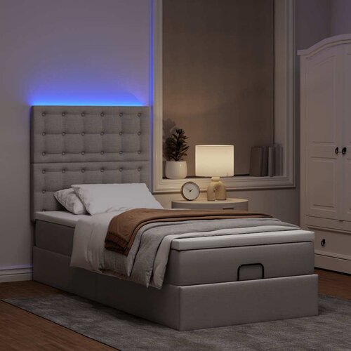 vidaXL Otomanski posteljni okvir z vzmetnico taupe 90x200 cm blago Cene