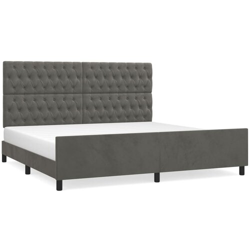 VidaXL Posteljni okvir z vzglavjem temno siv 200x200 cm žamet, (20794799) Slike
