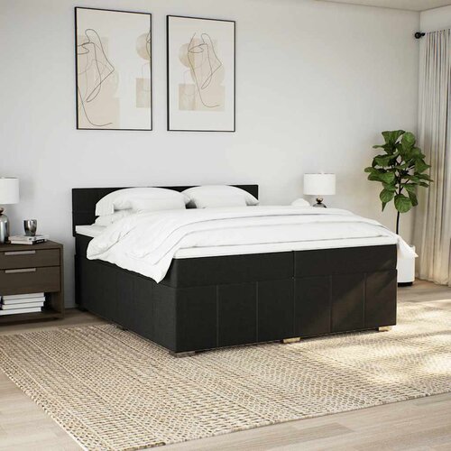  Krevet s oprugama i madracem crni 200x200 cm od tkanine Slike
