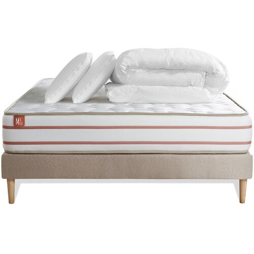 Marmottes &amp;amp; Co Celoten paket za posteljo - Vzmetnica 160x200 cm + vzmetnica z letvami (komplet) + 2 vzglavnika + odeja - Le Doux, (21613731) Slike