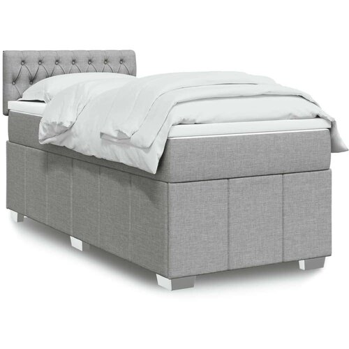 VidaXL Box spring postelja z vzmetnico svetlo siva 90x200 cm blago Slike