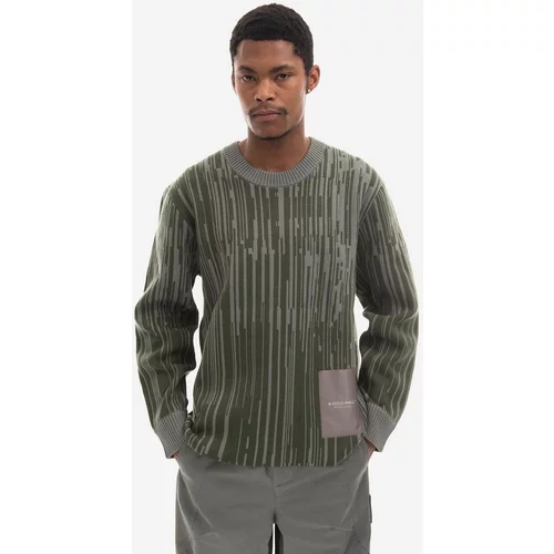 A-COLD-WALL* Volnen pulover Two-Tone Jacquard Knit zelena barva