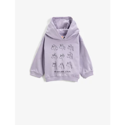 Koton Unicorn Printed Hooded Sweatshirt Long Sleeve