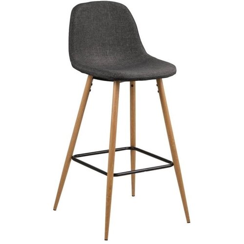 Actona siva barska stolica s metalnim postoljem s detaljima od hrasta Wilma Slike