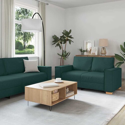 SOFA 3 pcs Tamnozelena 220 x 80 x 84 cm Platnasta tkanina Cene