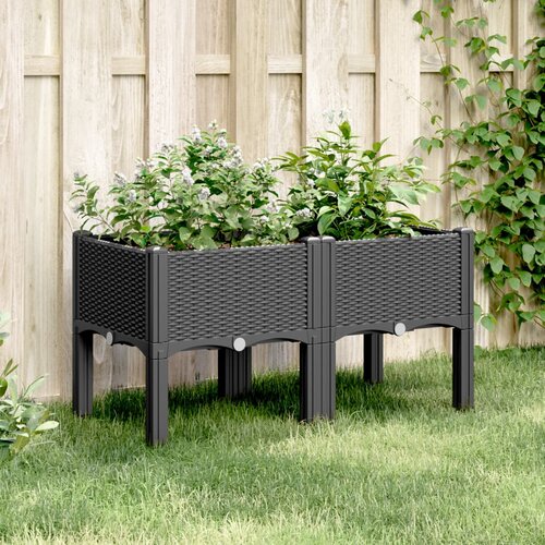  Vrtna sadilica s nogama crna 80 x 40 x 42 cm PP Cene