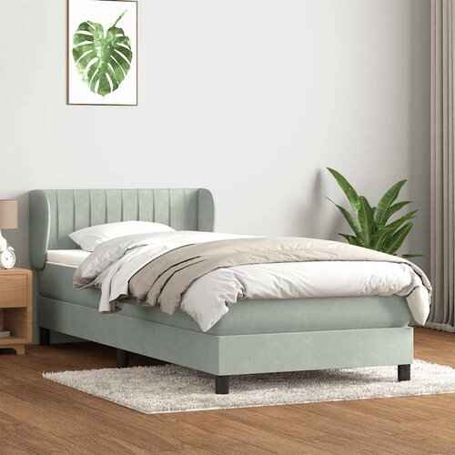 VidaXL Box Spring krevet s madracem svijetlo sivi 90x210 cm bar&amp;scaron;un Slike