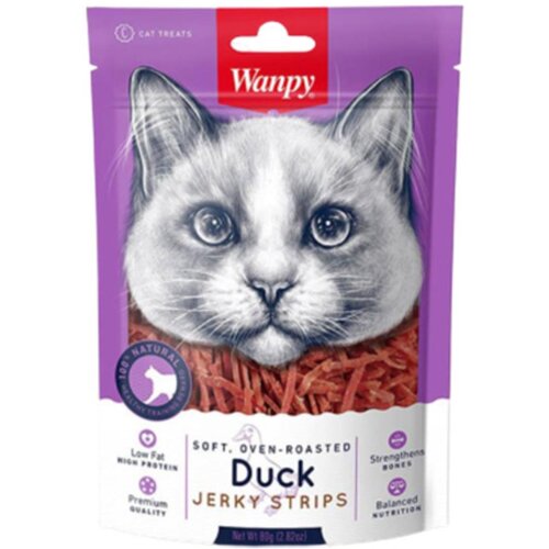 WANPY cat Soft Duck Jerky Strips 80g Slike