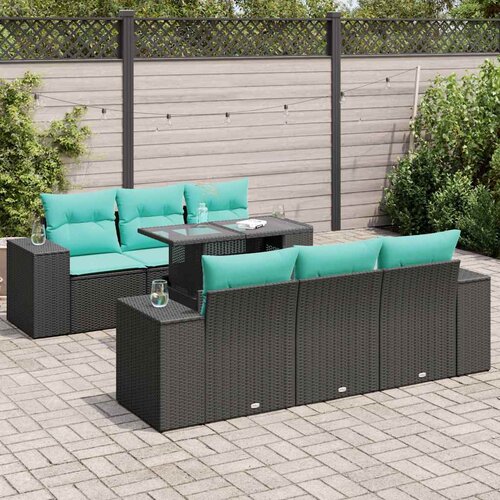 7-dijelni set vrtnih sofa od poliratana s jastucima crni bagrem Slike
