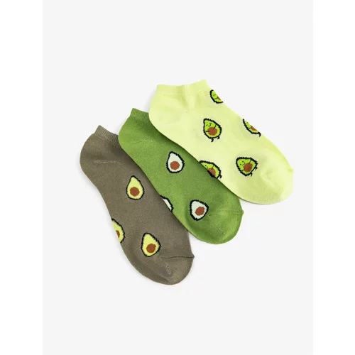 Koton Avocado Patterned Socks Set of 3 Multicolored