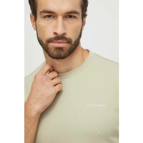 Calvin Klein Pamučna majica boja: zelena, bez uzorka
