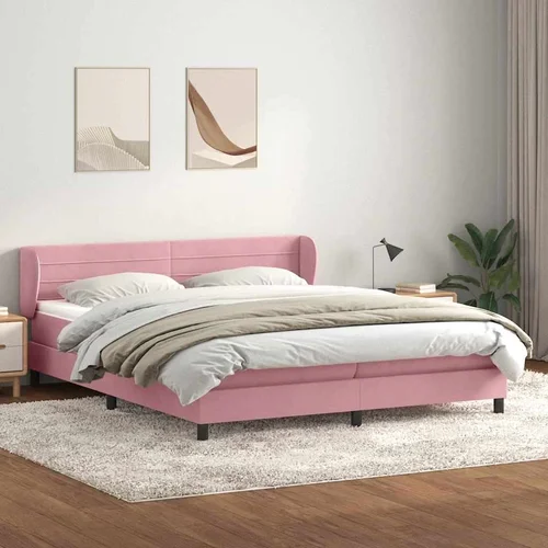 Box Spring krevet s madracima ružičasti 180x210 cm baršun