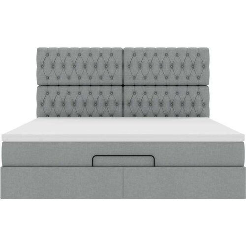 VidaXL Okvir kreveta s madraca svijetlosivi 160x200cm od tkanine Slike