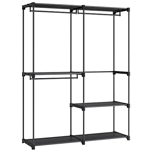 Songmics omara za oblačila, prenosna omara, stojalo za oblačila, 43 x 138 x 182 cm, 3 obe&amp;scaron;alniki in police, velika kapaciteta za spalnico, dnevno sobo, pralnico, črna RYG025B02, (21389250) Slike