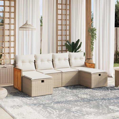 vidaXL 6-dijelni set vrtnih sofa s jastucima bež od poliratana Cijene