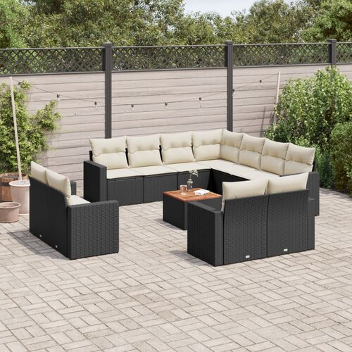  13-dijelni set vrtnih sofa s jastucima poliratan crni Cijene