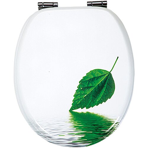 Poseidon WC deska Leaf (MDF, počasno spu&amp;scaron;čanje, bela-zelena, snemljiva) Slike