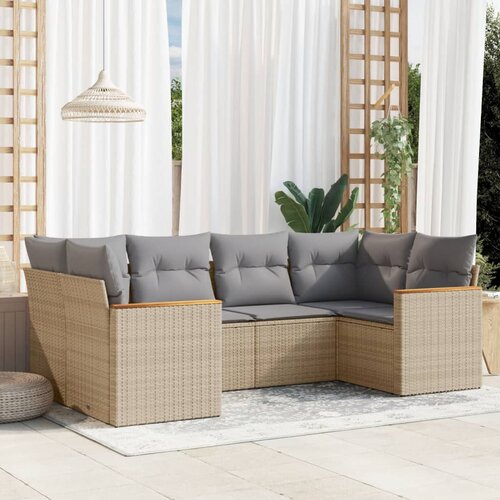 vidaXL 6-dijelni set vrtnih sofa s jastucima bež od poliratana Cijene