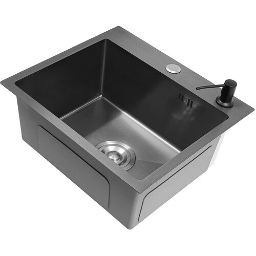 Oem Kuhinjski umivalnik, zasnova z dvema luknjama, integriran dozirnik za milo -črna, (5000140187) Slike