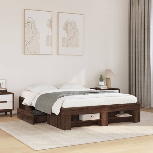 Furnova Posteljni okvir brez vzmetnice hrast 140x190 cm inženirski les, (21934065) Slike