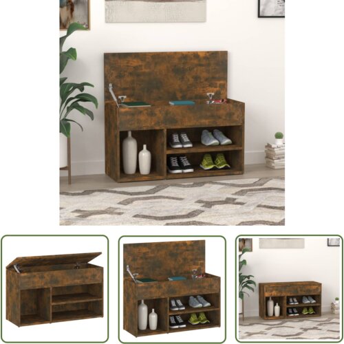 The Living Store Klop za čevlje dimljeni hrast 80x30x45 cm konstruiran les - Klop Za Čevlje, (21744660) Cene
