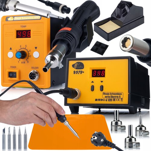 Rosfix SET SPAJKALNA POSTAJA 937D+ IN VROČ ZRAK 858D+ &ndash; 60W, 700W, ESD, 200&ndash;480 &deg;C | 5 GROTOV, SILIKONSKA PODLOGA, (5000075815) Cene