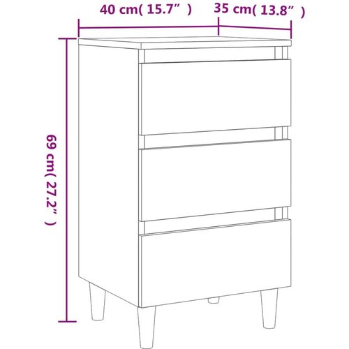  Noćni ormarići s drvenim nogama 2 kom boja hrasta 40x35x69 cm Slike