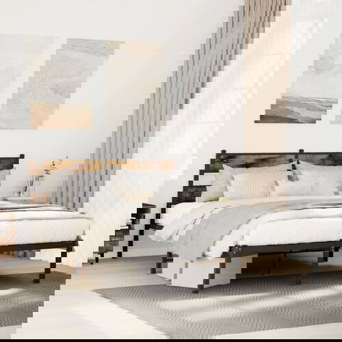 VidaXL Metalni okvir kreveta bez madraca boja hrasta 140x200 cm Slike