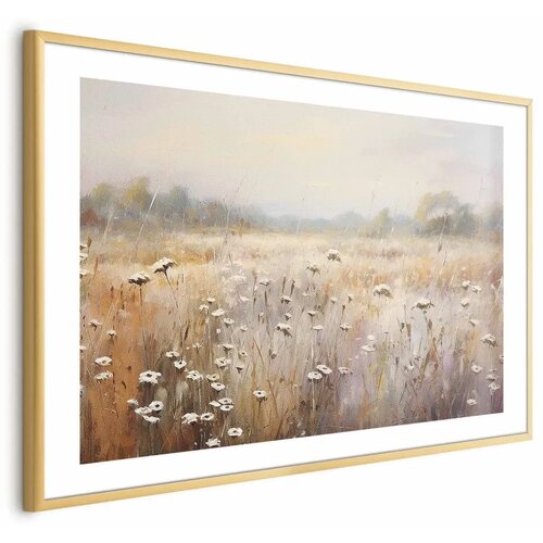  Plakat Impressionist meadow &ndash; field landscape in a pastel colour palette 30x21 Zlatni okvir s margom Cijene