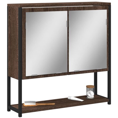 vidaXL Kupaonski ormarić s ogledalom boja hrasta 60x16x60 cm drveni Cijene