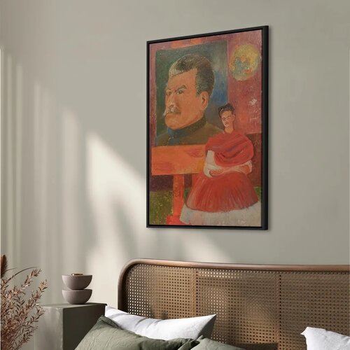  Slika - Frida Kahlo &amp;ndash; Self-Portrait with Stalin 80x120 U crnom drvenom okviru Slike