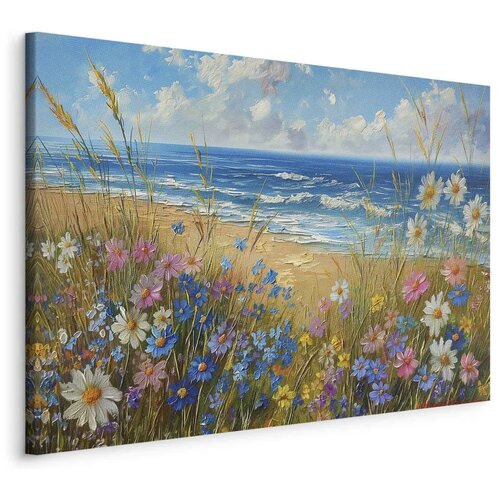  XXL slika - Seascape &ndash; wildflowers and a view of the rough sea 180x120 Cijene
